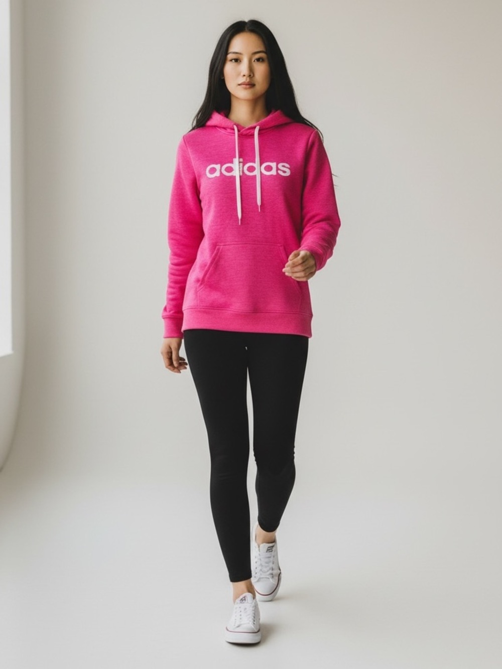 Adidas Pink Fleece Hooded Sweatshirt Size Small